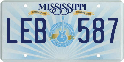 MS license plate LEB587
