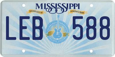 MS license plate LEB588