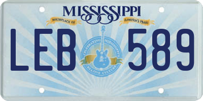 MS license plate LEB589