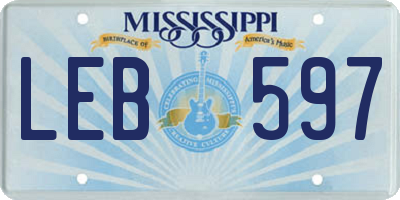 MS license plate LEB597