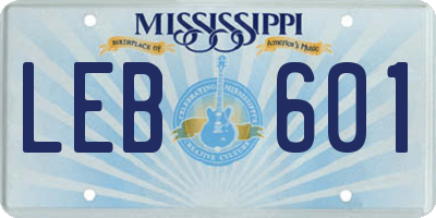 MS license plate LEB601