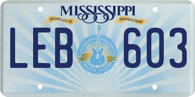 MS license plate LEB603