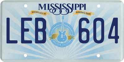 MS license plate LEB604