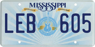MS license plate LEB605
