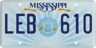 MS license plate LEB610