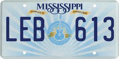 MS license plate LEB613