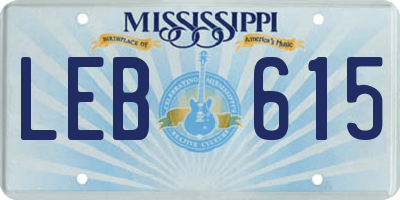 MS license plate LEB615