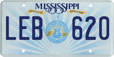 MS license plate LEB620