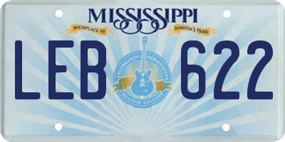 MS license plate LEB622