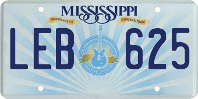 MS license plate LEB625