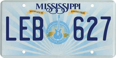 MS license plate LEB627