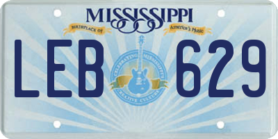 MS license plate LEB629