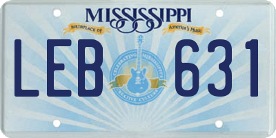 MS license plate LEB631