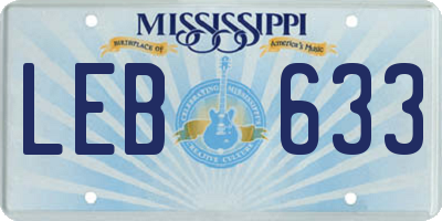 MS license plate LEB633
