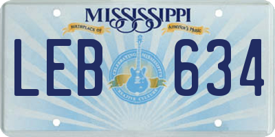 MS license plate LEB634