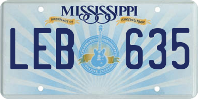MS license plate LEB635