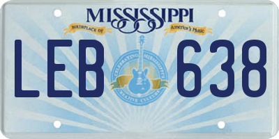 MS license plate LEB638