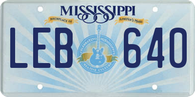 MS license plate LEB640