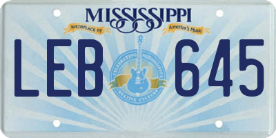 MS license plate LEB645