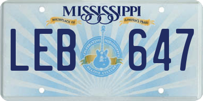 MS license plate LEB647