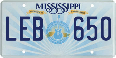 MS license plate LEB650