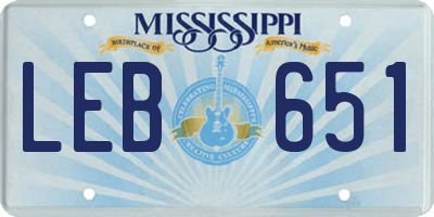 MS license plate LEB651