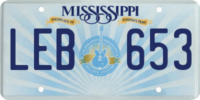 MS license plate LEB653