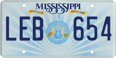 MS license plate LEB654