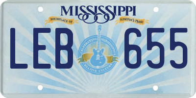 MS license plate LEB655
