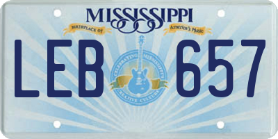 MS license plate LEB657