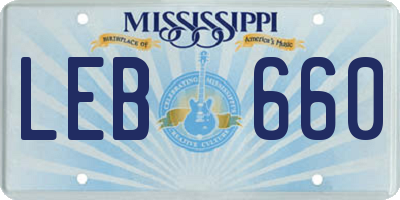 MS license plate LEB660