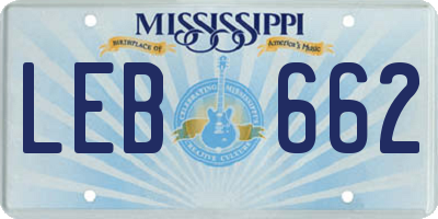 MS license plate LEB662