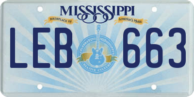 MS license plate LEB663