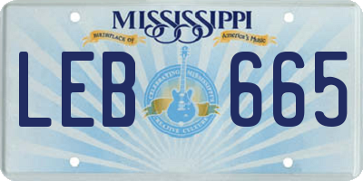 MS license plate LEB665