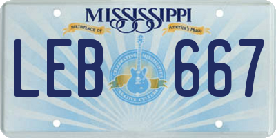 MS license plate LEB667