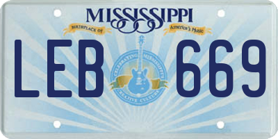 MS license plate LEB669