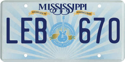 MS license plate LEB670