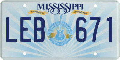 MS license plate LEB671