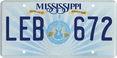 MS license plate LEB672