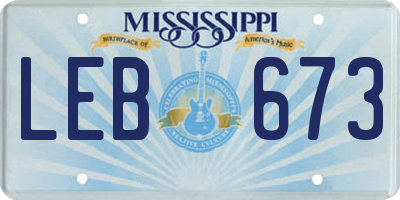 MS license plate LEB673