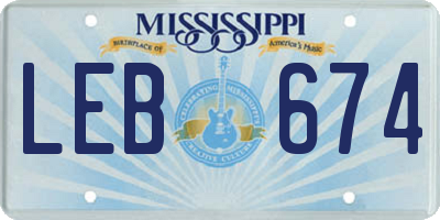 MS license plate LEB674