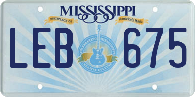 MS license plate LEB675