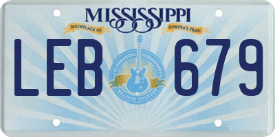 MS license plate LEB679