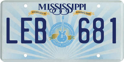 MS license plate LEB681