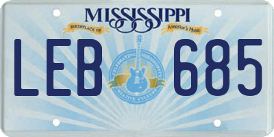 MS license plate LEB685