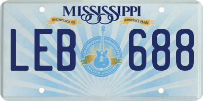 MS license plate LEB688