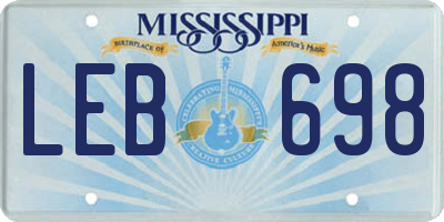 MS license plate LEB698
