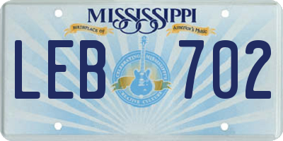 MS license plate LEB702