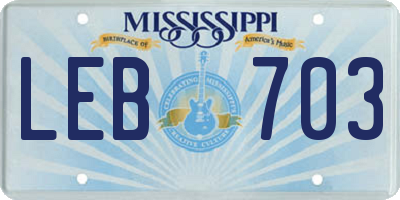MS license plate LEB703