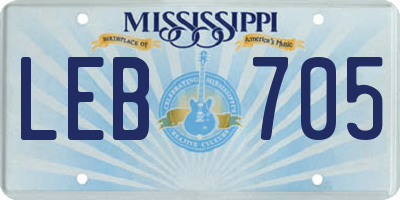 MS license plate LEB705